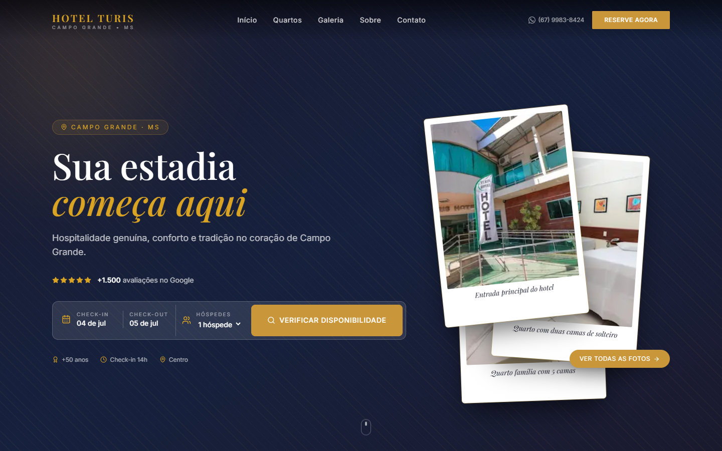 Screenshot do site Hotel Turis